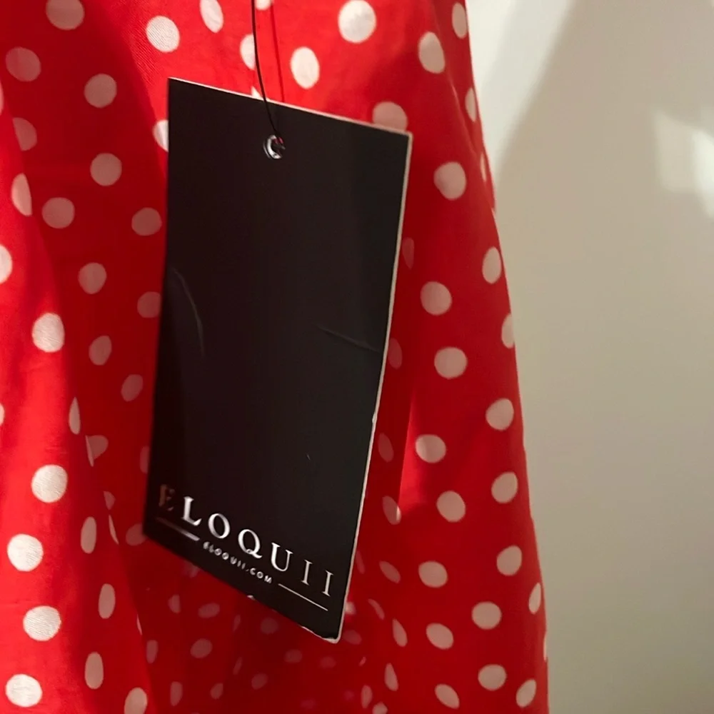 NWT ELOQUII Red Polka Dot Mini Skirt Tiered Ruffle Elastic Waist Size 26 Disney - Picture 6 of 11